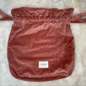 SEZANE A Paris Rust Pink Drawstring Bag